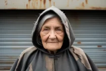 ID-4. Someone leaned out of a recessed doorway. Hooded, but not like a gang enforcer. The eyes underneath were alert. Wary. Not threatening. Just a soft old coat, patched and faded.